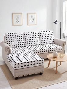 1pc Polka Dot Print Milk Silk Sofa Cover, High Elasticity Washable, All Season Use, Suitable For Patio, Garden, Poolside And Multiple Occasions, Sold Individually, Sofa Cover Protector, Fits 1/2/3/4 Seater Sofa - Multicolor - View 8