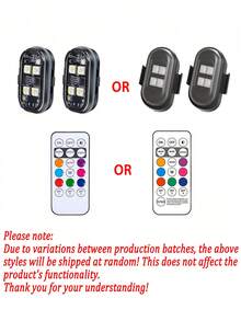 2/4/6/8入 4LED USB充電式車內燈，附遙控器，8色迷你RGB氛圍燈，適用於汽車、摩托車、自行車與無人機，高亮度，安裝簡單 - 4顆LED - 查看 12