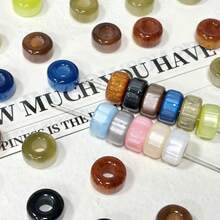 30/50pcs Faux Cat Eye Resin Large Hole Beads, Water Ripple Wheel Beads, Spacer Beads For Handmade DIY Jewelry Making, Necklace, Bracelet, Earrings, Bag Chain, Keychain, Key Chain, Best Gift For Jewelry Lovers - Multicolor - View 2
