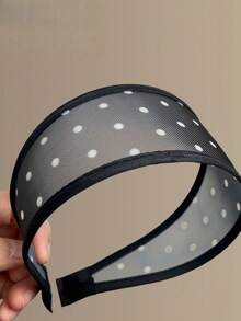 1pc Women's French Elegant Soft Solid Color Polka Dot Wide Headband, Suitable For Daily Wear, Home, School, Beach Vacation, Work Commute, Party, Festival, Birthday Gift - Multicolor - View 4