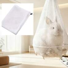 2pcs Set (Includes 1 Random Color Scissors And 1 Mesh Bag): Rabbit Nail Trimming Mesh Bag With Scissors, Rabbit Anti-Scratch Anti-Bite Restraint Bag, Pet Nail Trimming Protective Mesh Cover, Portable Rabbit Grooming Supplies - Multicolor - View 8