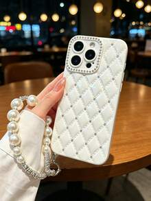 1件裝 水鑽菱格紋 TPU 手機殼，適用於 iPhone 的保護殼/保護套 - 白色 - 查看 5