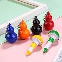 1pc Retractable Gourd-Shaped Ballpoint Pen, Cap-Off Gourd Pendant Pen, 0.7mm Bullet Tip Creative Portable Student Gift Pen, Cute Gourd Design, Comes With Keychain Pendant, Can Be Hung On Backpack, Keychain, Easy To Carry And Hard To Lose, Compact And Space-Saving, Cap-Off + Retractable Design, Interesting Structure, Strong Tactile Feel, 0.7mm Bullet Tip, Smooth And Even Ink Flow, Smooth Writing Without Stuttering, Clear Handwriting, Suitable For Daily Notes, Casual Doodling, Colorful Glossy Gourd Shell - A - View 4