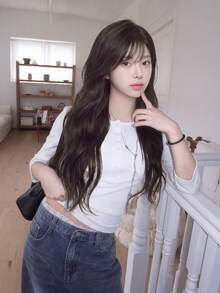Women's Solid Color Pleated Slim Fit Versatile Casual Daily T-Shirt White - White - View 7