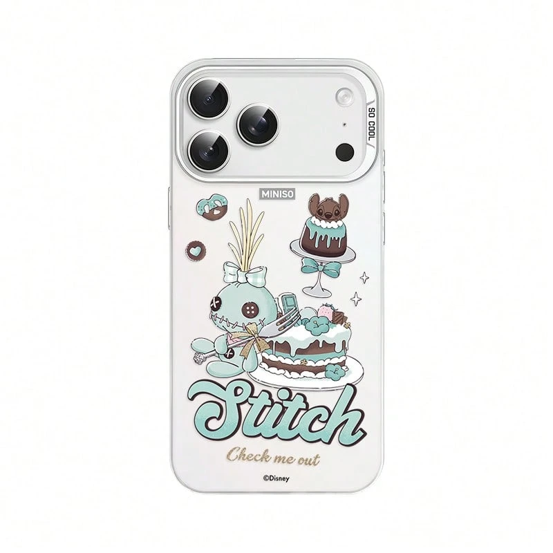 Disney-Branded Phone Case Featuring A "Lilo & Stitch" Angel Plush Doll And A Cute Cake/Dessert Design; A Shock-Resistant Protective Case Compatible With Iphone 17, 18 Pro, 18 Pro Max, 17 Air, 17 Pro Max, 16 Pro, 15 Pro Max, 15 Plus, 14 Pro Max, 14 Pro, 13, 13 Pro, 12, 11, XS Max, X, And XS. - White - View 1