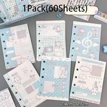 1 Pack (60 Sheets) M5 Angel Rabbit Planner Refill Paper, Highly Attractive Detachable 5-Hole Thickened Replacement Travel Notebook Loose-Leaf Paper - Multicolor - View 1
