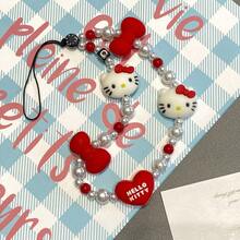Hasbro 1PC Hello Kitty DIY Beads, Pendants, DIY Bag Decorations, Red Love Bow Mobile Phone Pendant, Compatible With All Mobile Phone Cases, Tablet Cases And Backpacks - One Size - View 5