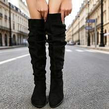 Women's Solid Color Daily Versatile Fashion Over-The-Knee Boots - Brown - View 2