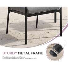 WAHSON OFFICE CHAIRS 4PCS Grey Stackable Outdoor Garden Dining Chairs With Rope Back - 4 Gray - View 9