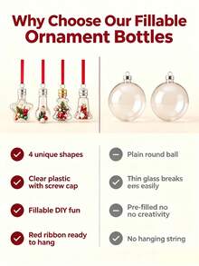 1/4/8/12pcs Refillable Christmas Tree Shaped Decorative Balls, Transparent Plastic Bottle Spheres With Hanging Pendant, DIY Fillable Color, Suitable For Christmas Tree, Holiday Party Decoration - Multicolor - View 3
