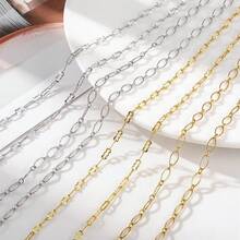 1m Stainless Steel Oval Chain Square Frame Embossed Chain Handmade Chain Suitable For DIY Necklace Bracelet Jewelry Accessories - Stainless Steel Chain - View 2