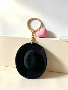 1pc Vintage Western Cowboy Style Mini Hat Keychain, Playful Heart Decor Creative Gift American Student Bag Charm, Couple Pendant - Multicolor - View 7