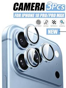 3入組 [2026新款] 1:1 隱形貼合相機鏡頭保護貼，相容 iPhone 18 Pro Max/18 Pro/Duo/17 Pro Max/17 Pro/17/16 Pro Max/16 Pro/16 Plus/16/15 Pro Max/15 Pro/15 Plus/15/14/13/12，藍色，9H 航太級強化玻璃，超高清，金屬環，防刮、防指紋、防碎裂、無氣泡，易安裝，相容手機殼，送給親友的生日禮物 - 淺藍色 - 查看 1