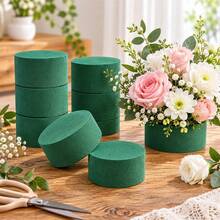 8PCS Round Floral Foam Blocks For Flower Arrangements, Green Foam For Garden Decor And DIY Crafts, 7.3 X 3.4 Cm - Green - View 6