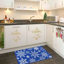 Wanfeeso Christmas Door Mat - Festive Snowflake Print Welcome Rug - Non-Slip Indoor Outdoor Floor Mat For Front Door, Porch & Entryway - Blue Tint - View 2
