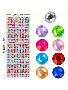 1 Set, Stickers Aesthetic, Scrapbook Supplies, Solid Color Round Crystal Rhinestone Decor Stickers, Glossy Shiny Surface, Self Adhesive, For Surface Embellishment And Decoration - 3mm Round Rhinestone Stickers - View 5