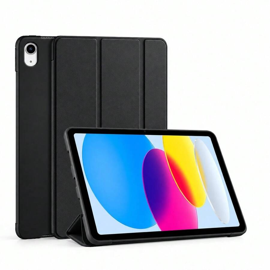 Triple Fold Tablet Protective Cover, Suitable For IPad 11 Generation Tablet Protective Cover, A16 Case, Intelligent Sleep Wake-Up, All Inclusive Anti Fall And Shockproof, Fashionable PU Leather, Simple Solid Color Case, Suitable For IPad 9 Generation, 8 Generation, Air11, 10 Generation Tablet Protective Case, Compatible With Samsung Galaxy Tab Tablet Protective Case