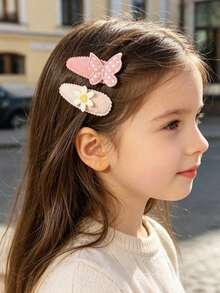 10pcs Kids Pastoral Style Bow Hair Clips, Floral Leopard Print Plaid Bangs And Side Hair Clips For Girls - Mixed color - View 4