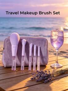 OEIEZ 5pcs Portable Makeup Brush Set, Multi-Functional Makeup Brushes With Exquisite Storage Box, Soft Bristles Suitable For Foundation, Blush, Nose Contour, Eyeshadow, Concealer, Perfect For Travel - Multicolor - View 6