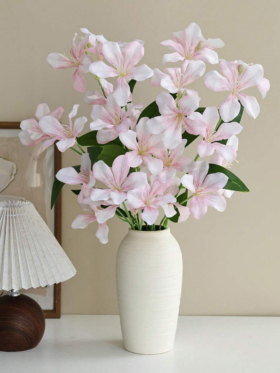 1 Stem Artificial Silk Orchid, Pink Orchid, Fake Flower, 29.5 Inches, For Home, Office, Wedding Table Centerpieces, Party, Yard, Garden, Summer Decor - Pink - View 1