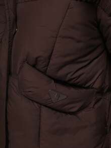 Women's Short Quilted Hooded Jacket, Detachable Hood, Zip & Snap Closure, Adjustable Hem - Chocolate Brown - View 5