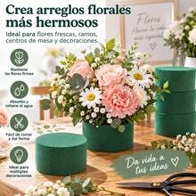8PCS Round Floral Foam Blocks For Flower Arrangements, Green Foam For Garden Decor And DIY Crafts, 7.3 X 3.4 Cm - Green - View 3