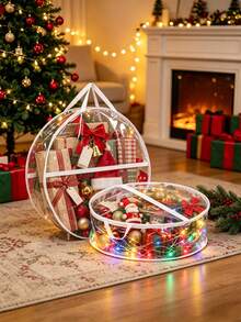Christmas Transparent Home Storage Organizer Foldable Storage Bag With Zipper And Handles, Christmas Party And All-Season Home Decor Storage - Clear - View 1