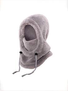 1pc Kids Plush Balaclava Hat, Adjustable Drawstring, Multiple Soft Colors Available, Winter Outdoor Warmth, Suitable For Skiing, School And Snow Play - Multicolor - View 10