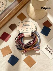 6/24pcs Sweet Girl Elastic Ponytail Hair Ties, Minimalist Basic Bow Hairbands, Candy Color High Elasticity Hair Accessories - Multicolor - View 15
