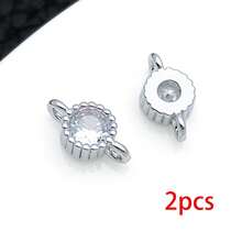 2pcs 18K Gold Plated Round CZ Connector Charms Double Loops Zirconia Link Crystal Spacer For DIY Bracelet Necklace Earrings Handmade Jewelry Making - Multicolor - View 10
