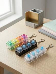 1pc Keyboard Keychain With 4 Buttons, Stress Relief Keychain, No Light Function, Suitable For Party Favors, Graduation Gifts, Stress Relief Gifts, Transparent Shell, Stress Relief Essential - View 9