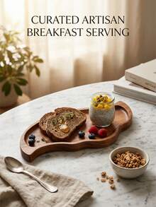 1pc Solid Wood Serving Tray, Made Of Premium Acacia Wood, Suitable For Serving Steak, Dessert, Fruit, Bread, Appetizers; Can Be Used As Serving Tray, Home Decor, Kitchen Accessory, Perfect Decoration For Halloween, Christmas, Also Suitable As Practical Gift For Back To School, Housewarming Party - View 6