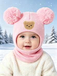 1pc Knit Hat & Scarf Set, Warm Beanie With Neck Warmer For Autumn/Winter - Bear - View 11