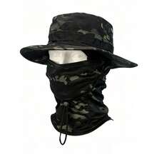 2pcs Unisex Sun Hat Bucket Hat UPF 50+ Jungle Hat + Camouflage Face Mask, Foldable, Hiking, Beach, Fishing, Summer, Hunting - Multicolor - View 17