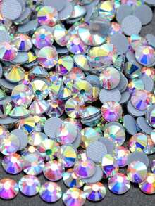JUNAO SS3 SS4 SS5 SS6 SS8 SS10 SS12 SS16 SS20 SS30 SS34 SS40 SS50 Warna AB Rhinestone Kaca Tempel Panas dengan Bagian Belakang Datar untuk Aplikasi Kristal pada Pakaian DIY - Beraneka warna - View 6