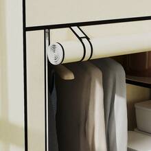 Fabric Wardrobe W/ Shelves Hanging Rail Foldable Wardrobe Cream - T0001-01-8087 - View 11
