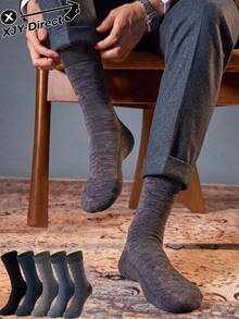 5 Pairs Men's Comfortable Breathable Business Mid-Calf Socks, New Style For All Seasons, Suitable For Daily Wear, Minimalist Formal Socks For Daily Outings And Gifts - Multicolor - View 7