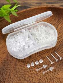 200 Pcs Invisible Clear Earrings For Sports, Clear Plastic Stud Earrings, Flat Silicone Earrings Rubber Earrings For Sports, Clear Earrings For Work - Clear - View 6