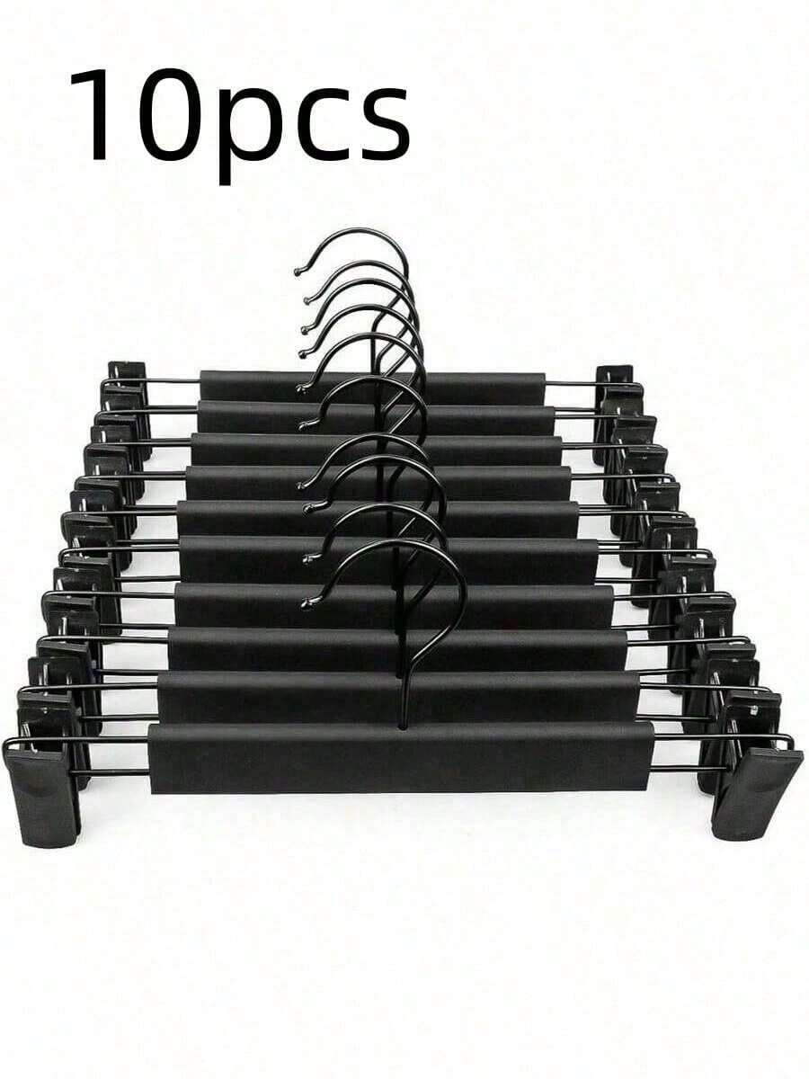 5pcs Black Pants Hangers, 360° Rotating Hooks, Rust-Proof Adjustable Skirt & Jeans Hangers, Clothing Rack, Heavy Duty Closet Storage Organizer, Multi-Purpose Room Storage, Home Decor & Room Decoration