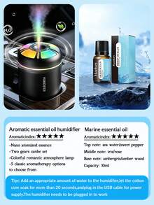1pc 180ml Car Aromatherapy Humidifier With Colorful Gradient Ambient Light, USB Portable Power, Quiet Operation, Desktop Decor With Color Light, Car Mist Humidifier With 5 Essential Oils, Suitable For Indoor Decoration, Office And Car Use - A - View 21
