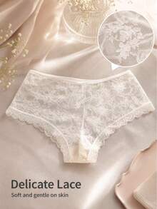 4pcs Women's Lace Panties, Mid-Waist Triangle Briefs, Comfortable And Soft - Multicolor - View 2