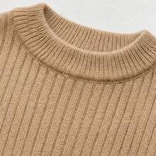 Tween Girl Tween Girl Knitted Sweater, Bow Decor, Ribbed Short Sleeve Pullover, Casual Campus Style Top For Autumn/Winter, 8-12 Years - Multicolor - View 4