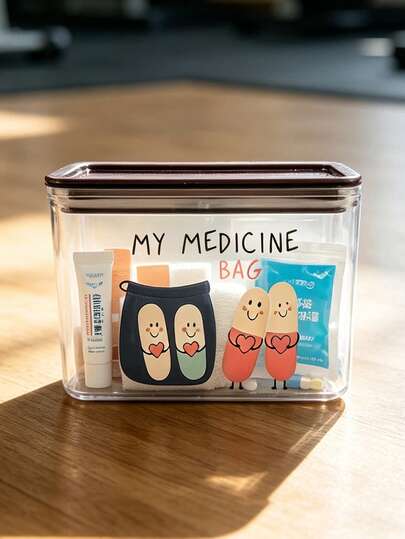 Medicine Cabinet Pattern Transparent ,My Medicine Bag Print Dustproof And Moisture,Medicine Storage, Miscellaneous Item Storage,Home And Dormitory Use