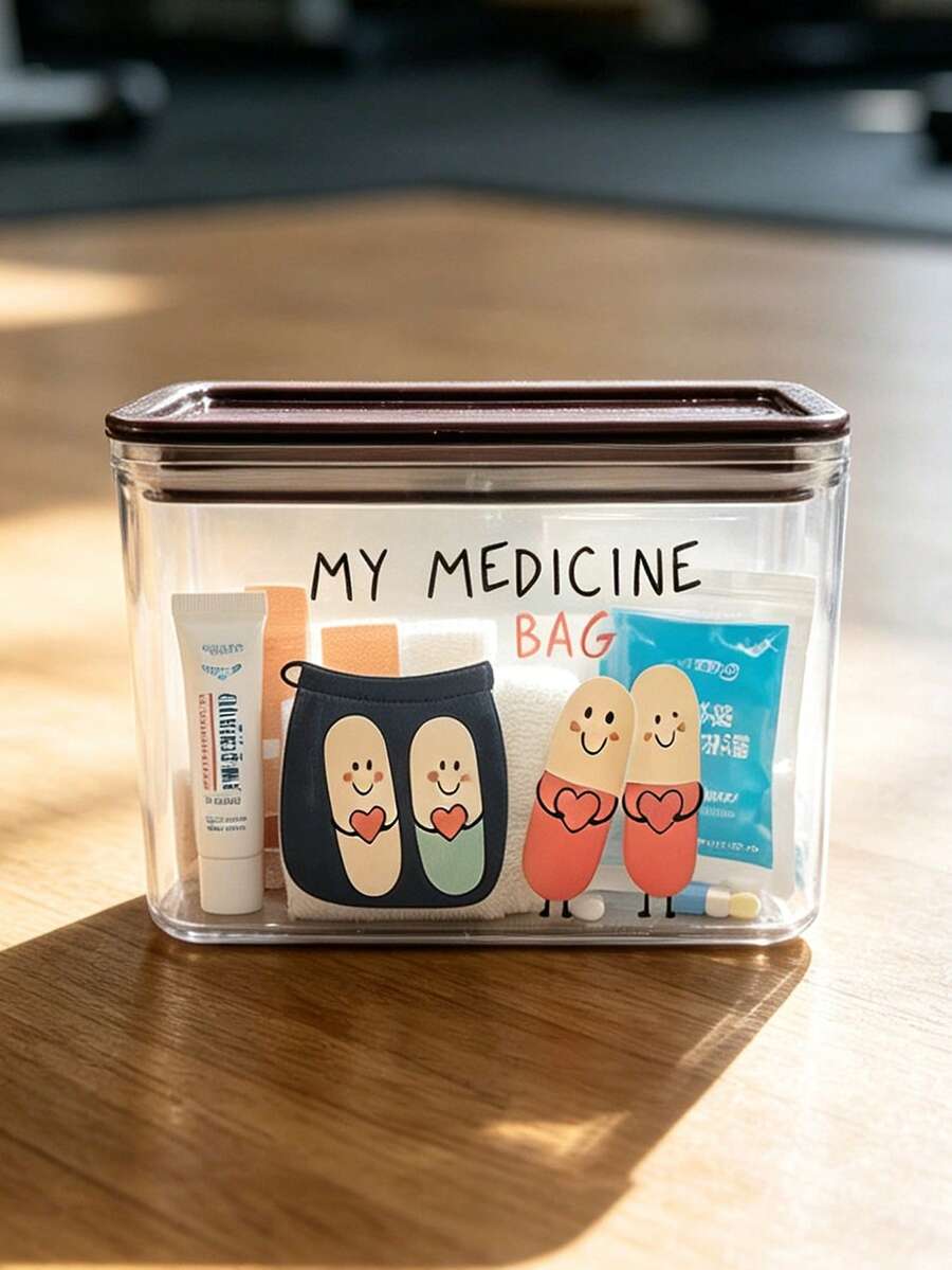 Medicine Cabinet Pattern Transparent ,My Medicine Bag Print Dustproof And Moisture,Medicine Storage, Miscellaneous Item Storage,Home And Dormitory Use - Multicolor - View 1