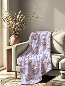 1pc Customized Name Blanket, Personalized Bed Blanket, Can Print Name, Personalized Fleece Blanket, Cute Blanket, Comfortable Blanket, Home Gift, Birthday Gift, Christmas Gift, Personalized Gift, Gift For Son/Daughter, Gift For Friends - Style 1 - View 3