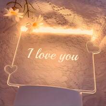 Acrylic LED Night Light With Detachable Message Board - Creative Desktop Decor, Perfect Gift For Home Or Office, Decorative Lighting, Solid Color Lighting, USB Powered, Bedroom Table Lamp - Warm white light - View 5