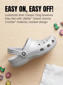 Crocs CLASSIC CLOG Kids' Clogs Anti-Slip Soft Cushioned Daily Weekend Travel 206992-0IC - Silver - View 2