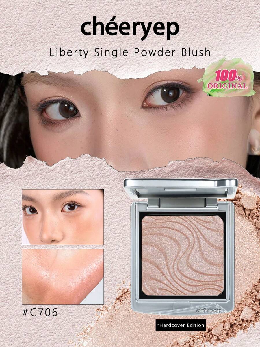 chéeryep Liberty Single Powder Blush C706, Refillable Magnetic System, Soft Matte & Shimmer Finishes, Smooth Blendable, Long-Lasting Not Fade, Lightweight, For Daily Use, GIFT - C706 - View 1