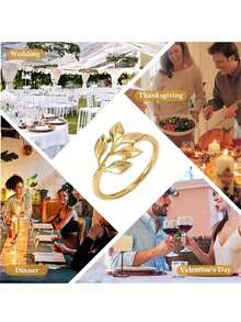 1pc/5pcs/10pcs/12pcs Reusable Gold-Plated Alloy Napkin Rings: Smooth Edges, Easy To Clean, Suitable For Weddings, Parties, Celebrations And Holiday Dinners - Multicolor - View 7
