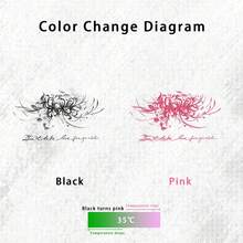 1pc Temporary Tattoo, Temperature Sensitive Color Changing Spider Lily With English Quote Pattern Black To Pink, Realistic Fake Tattoo Design, For Daily, Bachelorette Party Favors, Music Festival, Game, Graduation Gift, Lasts 3-5 Days - Multicolor - View 8